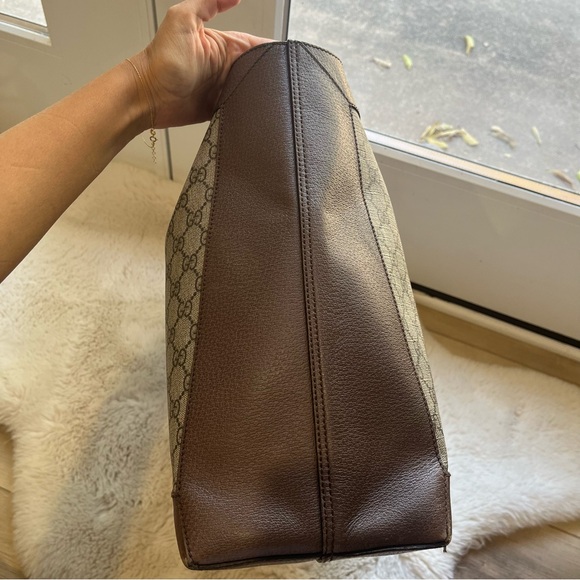 AUTHENTIC Gucci GG Supreme Monogram Web Ophidia Soft Tote Brown - Picture 10 of 16